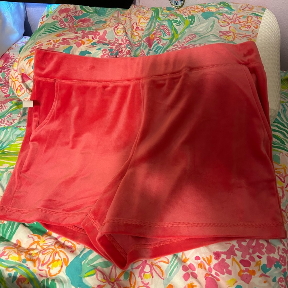 Juicy Couture Vibrant Coral Velour Shorts